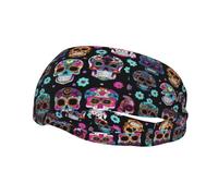 Sugar Skull Stampa Elastico Sportivo Sweatband Per Uomini Donne Per La Corsa Basket Palestra Più Fascia Sudore