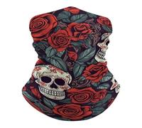 Sugar Skulls And Red Roses Scaldacollo Unisex Passamontagna Antivento Sciarpa al Collo per Campeggio Motocicletta Durevole Headwrap