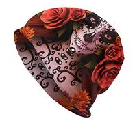 Sugar Skulls And Roses Day of Dead Beanie Hat Fashion Casual Warm Slouchy Berretto in Maglia per Uomo Donna