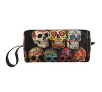 Sugar Skulls - Astuccio da viaggio per articoli da toeletta e matite, in tela, multiuso, con cerniera, bianco, taglia unica, Bianco, One Size