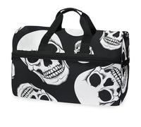 Sugar Skulls - Borsone da viaggio grigio per uomini, donne, ragazzi, ragazze, adolescenti, borsa sportiva oversize con scomparto per scarpe, per la notte, il fine settimana, yoga, allenamento, borsa