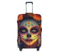 Sugar Skulls - Copertura elastica per valigie da viaggio, con stampa di teschi e scritta "Day of the Dead", antigraffio, Nero , S