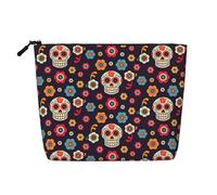 Sugar Skulls - Custodia portatile per cosmetici in canapa finta, grande borsa per il trucco resistente all'acqua, da viaggio