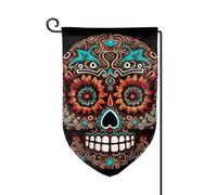 Sugar Skulls Day Of The Dead Bandiere da giardino verticale su entrambi i lati bandiera della casa 30,5 x 45,7 cm bandiera stagionale primavera estate decorazione per esterni