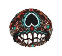 Sugar Skulls Day Of The Dead Cuffia da doccia da donna riutilizzabile a doppio strato cuffia da bagno tappi per capelli fascia elastica impermeabile da donna spa salone doccia cappelli per capelli