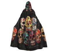 Sugar Skulls - Mantello con cappuccio, unisex, per adulti, con cappuccio, mantello oversize con cappuccio, mantello per Halloween