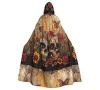 Sugar Skulls - Mantello con cappuccio unisex per adulti, con stampa di farfalle, mantello con cappuccio, mantello oversize con cappuccio, mantello per Halloween