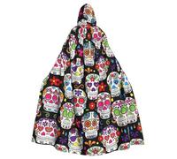 Sugar Skulls - Mantello da carnevale gotico con stampa di teschi scuri, per eventi in maschera e cosplay
