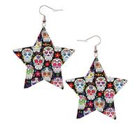 Sugar Skulls - Orecchini pendenti da donna, alla moda, a forma di stella, versatili, One Size, Pelle