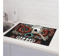 Sugar Skulls - Tappetino scolapiatti in microfibra assorbente, reversibile, lavabile, 45,7 x 61,7 cm, facile da pulire, per casa, cucina, sala da pranzo, ufficio