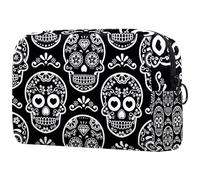 Sugar Skulls - Trousse da donna, per articoli da toeletta da viaggio, grande, pratica borsa organizer con cerniera, Multi, 18.5x7.5x13cm/7.3x3x5.1in, Beauty case