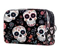 Sugar Skulls - Trousse per cosmetici da donna, per articoli da toeletta da viaggio, grande, pratica borsa organizer con cerniera, Multi, 18.5x7.5x13cm/7.3x3x5.1in, Beauty case