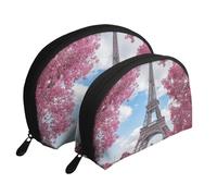Sugar Skulls - Trousse portatile per cosmetici, organizer da viaggio con cerniera e scomparti interni, Stile vintage Torre Eiffel Parigi, Taglia unica