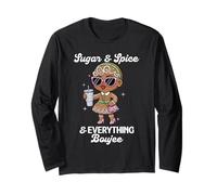 Sugar & Spice & Everything Boujee Gingerbread Girl Natale Maglia a Manica