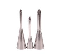 SugarCraft - Set di 3 beccucci decorativi per pasticceria, cupcake, torte, cucina, sala da pranzo e bar, in ceramica, con coperchi (argento, taglia unica)