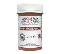Sugarflair Edible Metallic Paint Ruby Rose Gold - Colorante Alimentare per Pasta di Zucchero, Marzapane, Cioccolato Duro, Glassa Reale o Crema di Burro, Decorazioni per Torte - 25ml