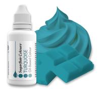 Sugarflair Oil Based Colour Turquoise, Turchese - Colorante Alimentare a Base di Olio per Cioccolato, Crema al Burro, Pasta di Zucchero e Qualsiasi Ingrediente Alimentare Liposolubile - 30 ml