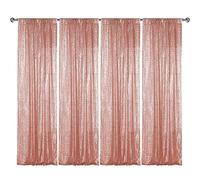 Sugargirl Tenda a 4 pannelli con lustrini color oro rosa, 60 x 2,4 m, sfondo glitterato oro rosa, sfondi fotografici scintillanti, per feste, matrimoni, compleanni, decorazione da parete