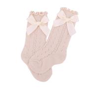 Sugarmelon Calze lunghe per neonate con volant con fiocchi per neonati e bambini, calze lunghe a rete al ginocchio, Avena, 3-5 Anni