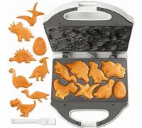 SugarWhisk Mini Piastra Waffle, Piastra Per Waffle, Mini Waffle Maker Con 8 Motivi Di Dinosauri, Amato Dai Bambini, Bianco