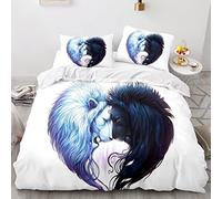 SugdeN Leone Copripiumino Morbido E Confortevole Copripiumino Matrimoniale 240X260Cm Con 2 Federe 50X75Cm Copripiumino 240X260 Microfibra
