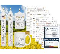 Sugeru 6 PCS Tatuaggi per Candele Primavera (200+ Modelli) - Pellicola per Candele, Pellicola Idrorepellente, Adesivi per Finestre, Decorazione per Pasqua (PrimaveraⅠ)