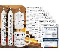 Sugeru 6 tatuaggi a candela di Natale (200 motivi), stampa con trasferimento ad acqua, per fai da te, candele di Natale, decorazioni per candele, Pasqua, candela dell'Avvento (Natale A)
