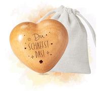 Sugeru Amuleto portafortuna - Cuore in legno con incisione - Du schaffst das! | Regalo mutmacher, angelo custode, regalo di buon miglioramento, idea regalo motivazionale, decorazione per famiglia e