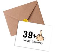 Sugeru Biglietto di compleanno per 40, divertenti biglietti di compleanno con busta, biglietto di auguri sostenibile per donna, uomo, 39 + 1 dito | biglietto di auguri personalizzato | regalo di
