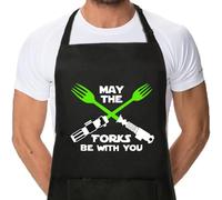 Sugeru Grembiule da cucina Star Wars con 2 tasche per uomo e donna | Grembiule da cucina impermeabile, per cucinare grigliate per casa, ristorante, regolabile, LaserFORKS, 38
