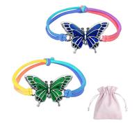 Sugeru®Pony Braccialetti Bambina-2 Pezzi,Braccialetti Amicizia Bambini che cambia colore,Bracciale Arcobaleno Cavalli,Bracciale Good Friend,per la Sorella,Migliore Amica,Compleanno,Natale (Farfalla)