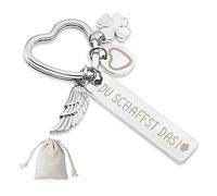 Sugeru® Portachiavi a forma di cuore, portachiavi per auto, portafortuna, angelo custode, regalo per patente di guida, compleanno, Natale, donna, fidanzata, mamma,tu puoi creare il, Taglia unica