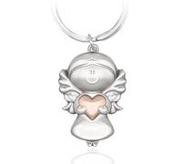 Sugeru® Portachiavi con angelo custode - Portachiavi portafortuna, regalo di San Valentino, regalo per amiche, donne, colleghi, argento, Taglia unica