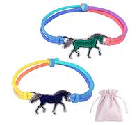 SUGERU® Regalo per cavalli e ragazze, 2 bracciali per ragazze (temperatura marcia) con 1 sacchetto portagioie, regalo di compleanno per bambini, per ragazze, braccialetto dell'amicizia