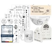 Sugeru Rub On Sticker - Set da 4 pezzi | Scritte decorative per compleanno, Raysin Keraflott, stampi in silicone e stampi per colata, matrimonio, famiglia, pellicola per mobili, vetro, legno, album
