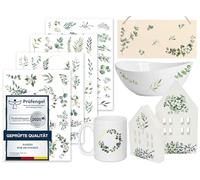 Sugeru Rub On Sticker - Set di 4 frasi decorative per compleanno, Raysin Keraflott, stampi in silicone, per matrimoni, famiglia, mobili, vetro, legno, album fotografici, adesivi Aesthetic (eucalipto)