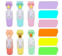 Sugeru®Set di 6 mini Evidenziatori con Cappuccio per Penna a Forma di Cartone Animato,Evidenziatori per Bambini,Colori Neon Pennarelli,Accessori Scuola,Divertenti Penne Glitterate Adulto (Orso)