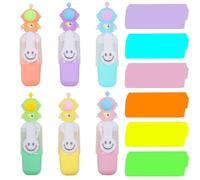 Sugeru®Set di 6 mini Evidenziatori con Cappuccio per Penna a Forma di Cartone Animato,Evidenziatori per Bambini,Colori Neon Pennarelli,Accessori Scuola,Divertenti Penne Glitterate Adulto (Astronauta)