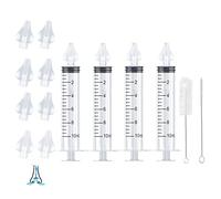 SUGERU® Siringa per lavaggi nasali bambini & adulti ,Aspiratore Nasale per Bambini con punta nasale in silicone di ricambio e spazzolino per la pulizia,sicuro lavaggio nasale bambini - 10ml(4 pezzi)