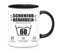 Sugeru Tazza - 60° compleanno donna regalo uomo con scritta "Schonend behandeleln Das gute Stück ist 60", divertenti regali, idea regalo per il compleanno rotondo (60 anni)