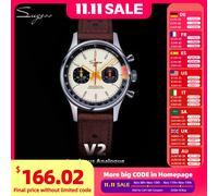 Sugess Orologio da uomo Cronografo Orologi da polso meccanici Tianjin ST19 Movimento a collo di cigno Pilota Orologio da uomo Cristallo di zaffiro Regalo V2