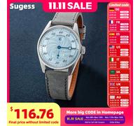 Sugess Orologio da uomo Orologi da polso meccanici automatici ST1721 Movimento luminoso Orologio semplice alla moda Vetro impermeabile S451 Nuovo