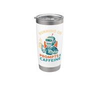 Suggerimenti e Caffeine Robot AI Vibe Coding Umorismo Bicchiere termico in acciaio inox doppia parete