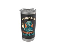 Suggerimenti e Caffeine Robot AI Vibe Coding Umorismo Bicchiere termico in acciaio inox doppia parete