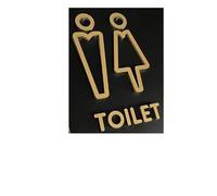 Suggerimenti Targa for WC in oro opaco 3D Etichetta adesiva da parete for porta del bagno Segnaletica for Art Hotel Decorazioni for la casa Cartelli per La Toilette(20cm all,Black)