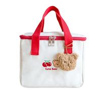 SUGMAILEY Graziosa borsa termica per il pranzo, borsa personalizzata da donna, borsa bento con orso kawaii ciliegia, per lavoro, viaggi o picnic (rosso ciliegia)
