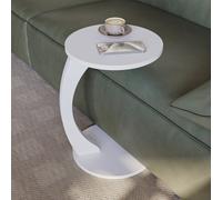 Sugodesign Tavolino rotondo da salotto, con ruote, a forma di C, elegante, ideal