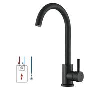 SUGU Rubinetto da cucina nero miscelatore per cucina a bassa pressione rubinetto monocomando rubinetto da cucina girevole a 360° rubinetto da cucina rubinetto miscelatore monoleva rubinetto lavello