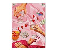 SUHEFAFA Dipingere con i numeri, per adulti, poker per adulti, pittura acrilica su tela e 3 pennelli, kit regalo per la casa, senza cornice (40 x 50 cm)