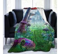 SUHETI Coperta in Pile di Corallo,Fantasy Forest Mushroom Incantato Castello da Favola Bush Plant Magic Wonderland,Adatto al Campeggio con Divano Letto,Comodo e Morbido 127x102cm